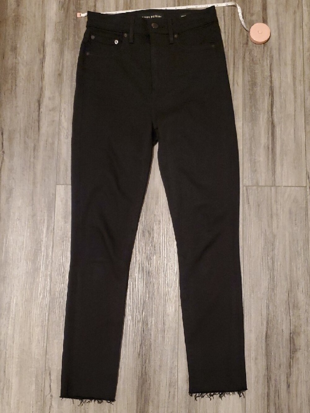 Denim Forum The Lola High Rise Skinny Crop Raw Hem Black Jeans 26